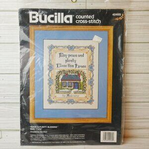 Vintage Bucilla Counted Cross Stitch Kit #40469 “Peace and Plenty Blessings” NEW